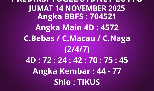 Prediksi Togel Sydney Lotto