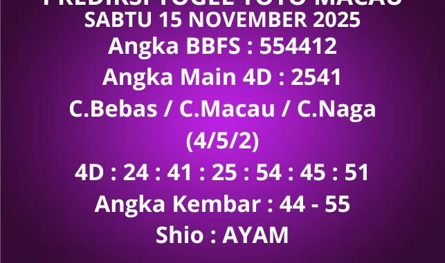 Prediksi Togel Toto Macau