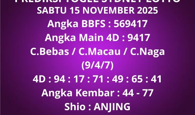 Prediksi Togel Sydney Lotto