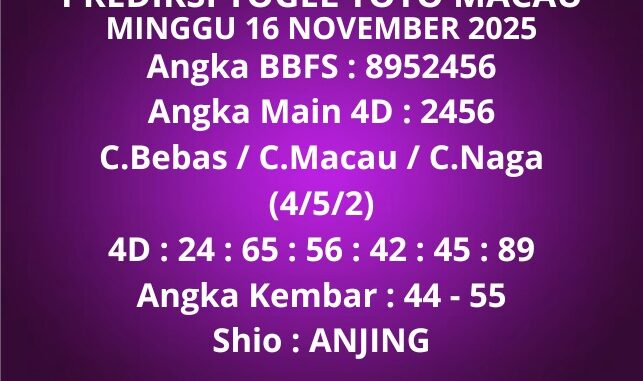 Prediksi Togel Toto Macau
