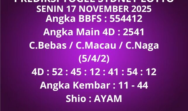 Prediksi Togel Sydney Lotto