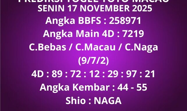 Prediksi Togel Toto Macau