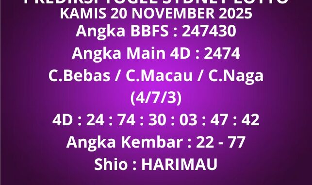 Prediksi Togel Sydney Lotto