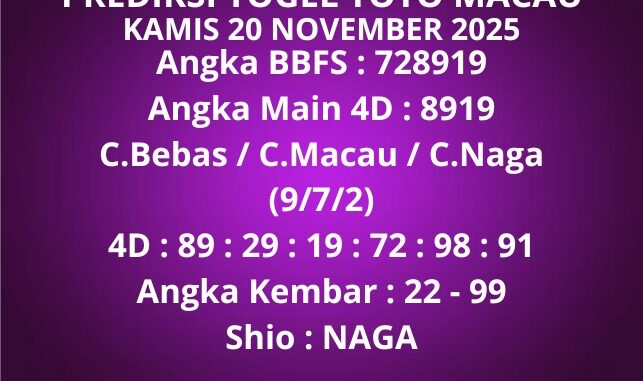 Prediksi Togel Toto Macau