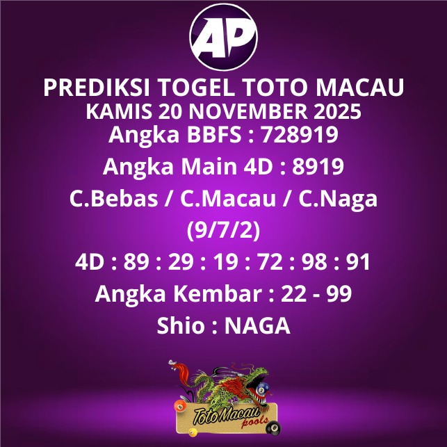 Prediksi Togel Toto Macau