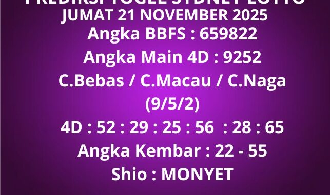 Prediksi Togel Sydney Lotto