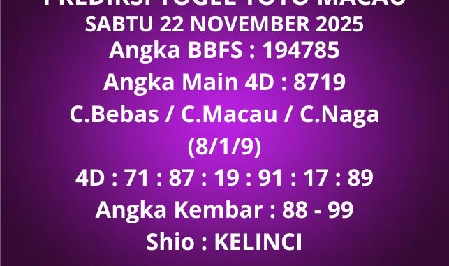 Prediksi Togel Toto Macau