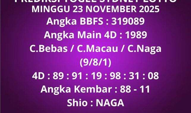 Prediksi Togel Sydney Lotto