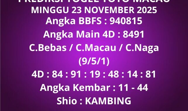 Prediksi Togel Toto Macau
