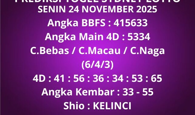 Prediksi Togel Sydney Lotto