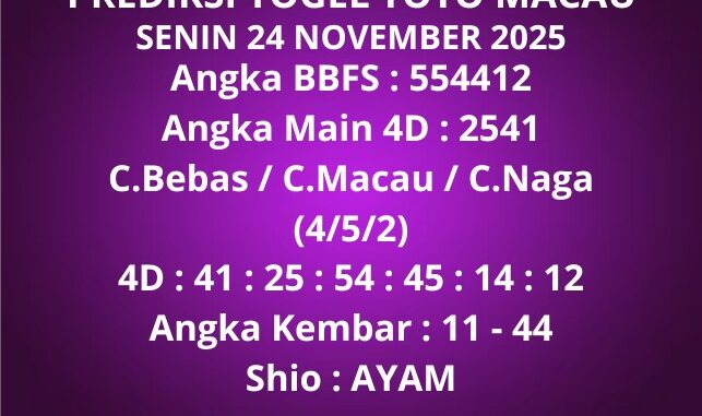 Prediksi Togel Toto Macau