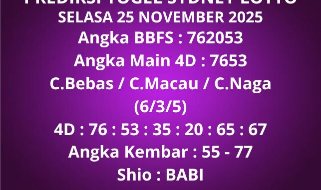 Prediksi Togel Sydney Lotto