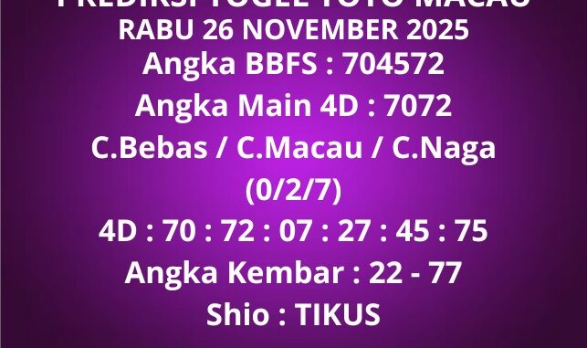 Prediksi Togel Toto Macau