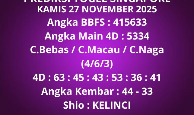 Prediksi Togel Singapore