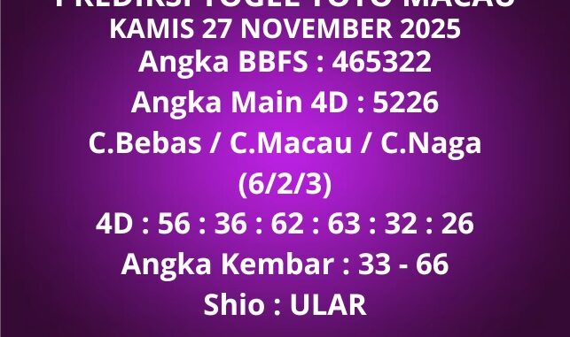 Prediksi Togel Toto Macau