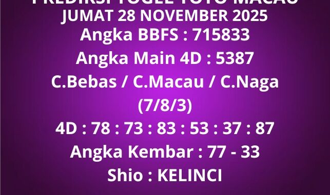 Prediksi Togel Toto Macau