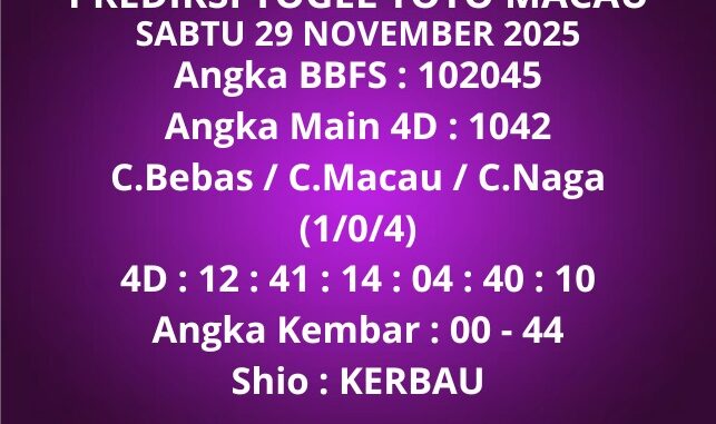 Prediksi Togel Toto Macau
