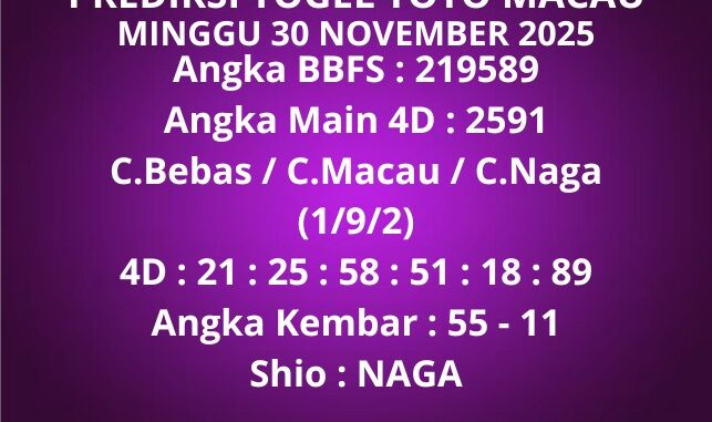 Prediksi Togel Toto Macau
