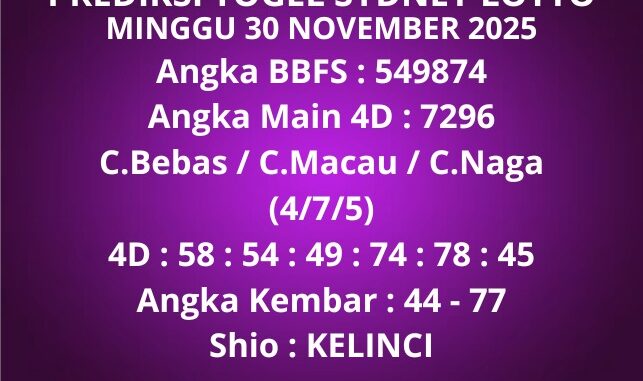 Prediksi Togel Sydney Lotto