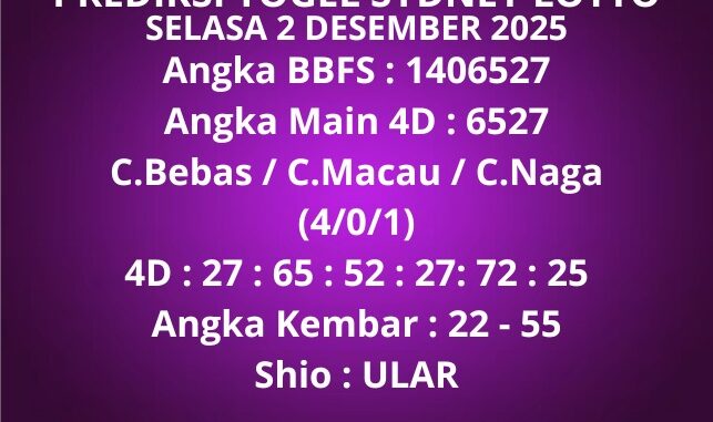 Prediksi Togel Sydney Lotto