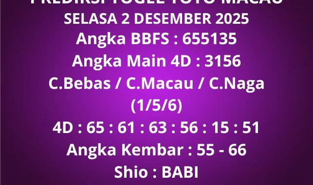 Prediksi Togel Toto Macau
