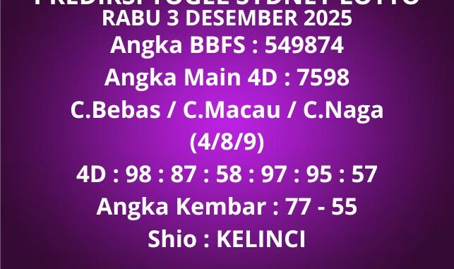 Prediksi Togel Sydney Lotto