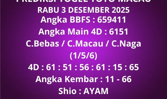 Prediksi Togel Toto Macau