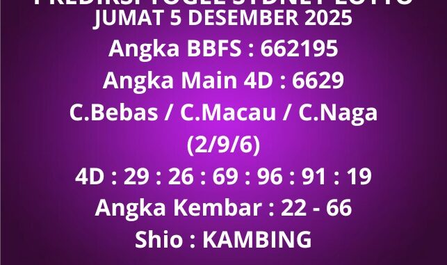 Prediksi Togel Sydney Lotto