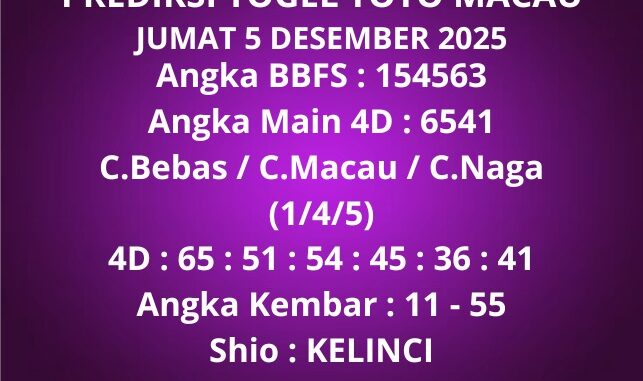 Prediksi Togel Toto Macau