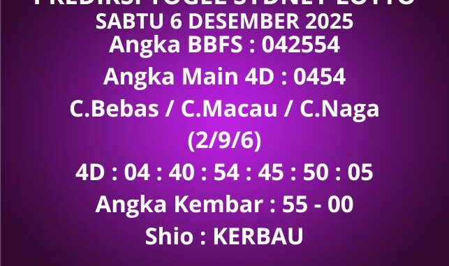 Prediksi Togel Sydney Lotto