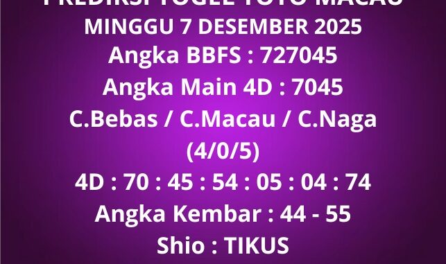 Prediksi Togel Toto Macau