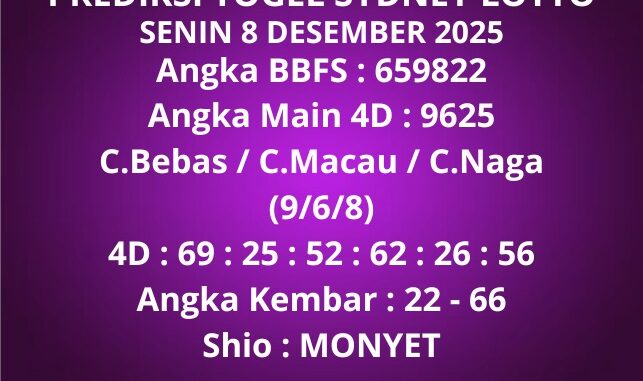 Prediksi Togel Sydney Lotto