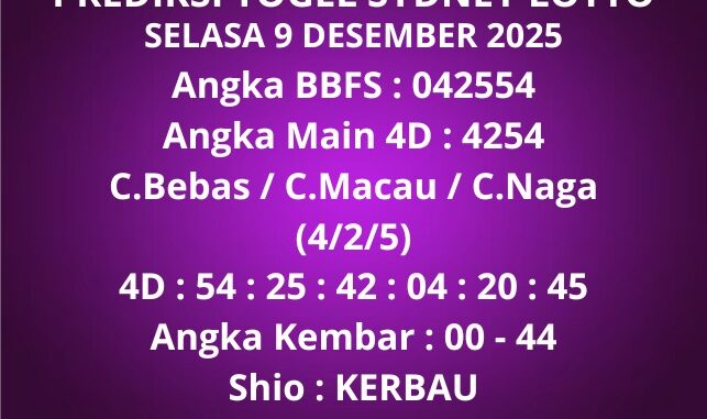 Prediksi Togel Sydney Lotto