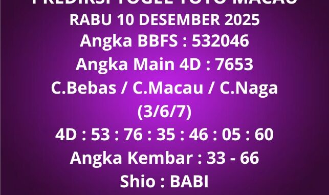 Prediksi Togel Toto Macau