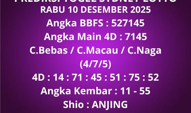 Prediksi Togel Sydney Lotto