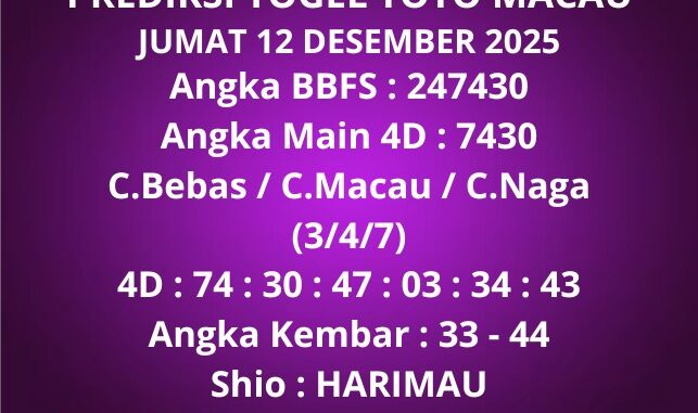 Prediksi Togel Toto Macau