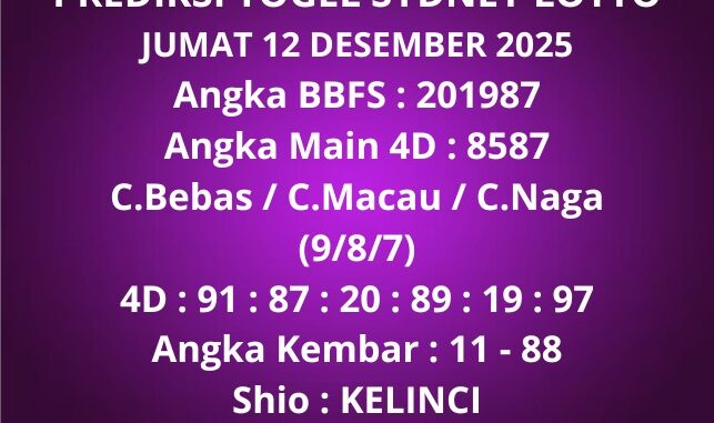 Prediksi Togel Sydney Lotto