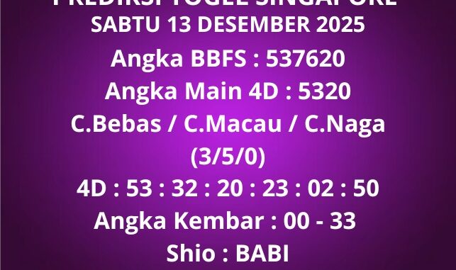 Prediksi Togel Singapore