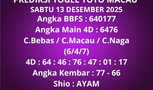 Prediksi Togel Toto Macau