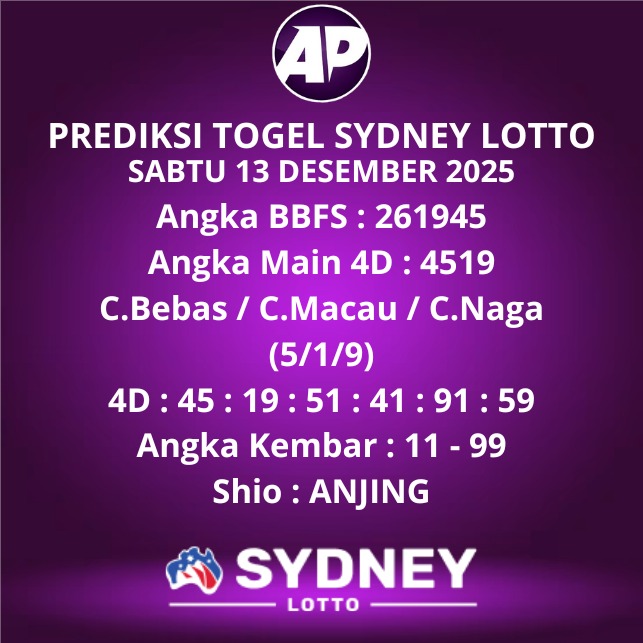 Prediksi Togel Sydney Lotto
