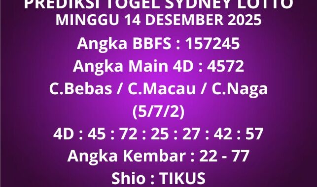 Prediksi Togel Sydney Lotto