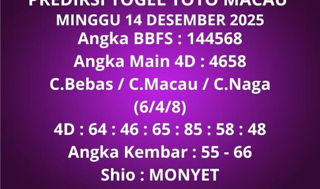 Prediksi Togel Toto Macau