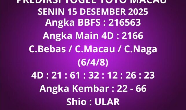 Prediksi Togel Toto Macau