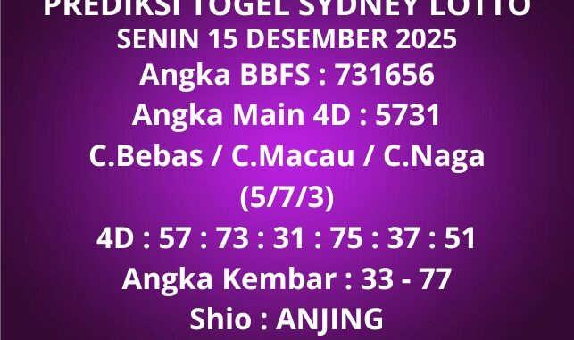 Prediksi Togel Sydney Lotto