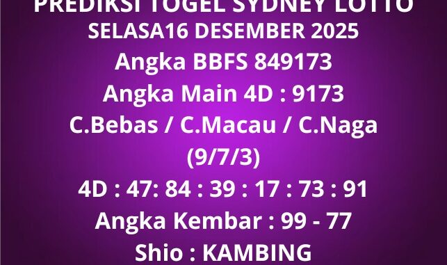 Prediksi Togel Sydney Lotto