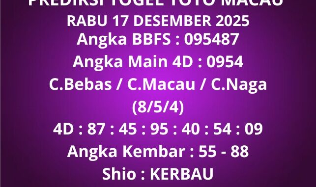 Prediksi Togel Toto Macau