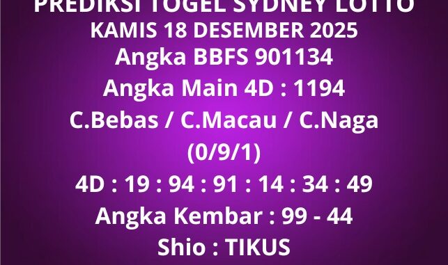 Prediksi Togel Sydney Lotto