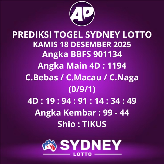 Prediksi Togel Sydney Lotto