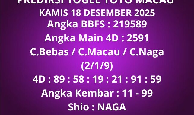 Prediksi Togel Toto Macau