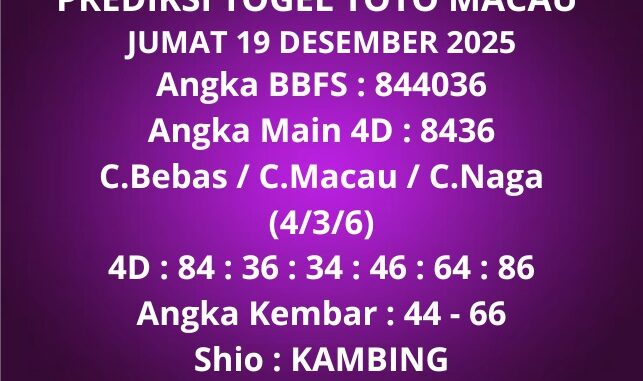 Prediksi Togel Toto Macau